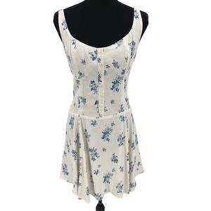 Reformation Valencio Dress Womens 4 White Blue Viscose Floral Mini Cottagecore